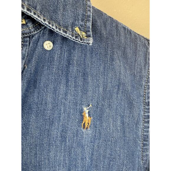 Polo Ralph Lauren Denim Shirt Dress Girls Size 10 Button Up Blue Fit Flare - Picture 4 of 13